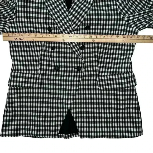 Anthroplogie Maison d’ Amélie gingham blazer black and white size Large - Picture 8 of 8